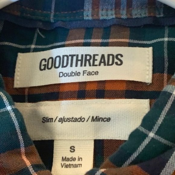 Goodthreads Men's Red/Blue Full Button Long Sleeve Plaid Shirt Small NWT - Picture 4 of 8